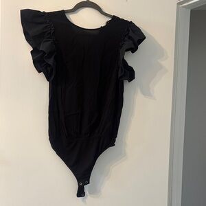 Black Ruffled bodysuit One Piece